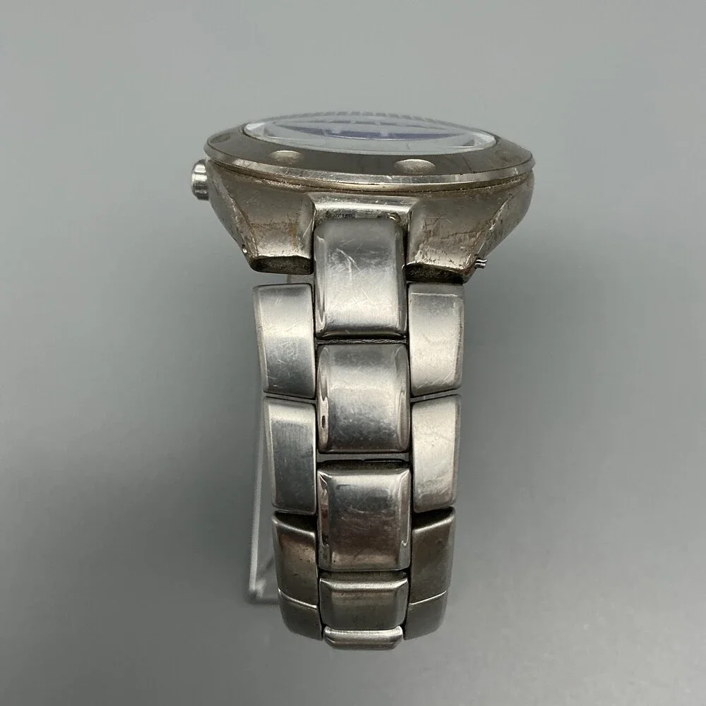 Fossil Blue AM-3319 Mens Watch 39mm Blue Dial Silver Tone New Battery 7
